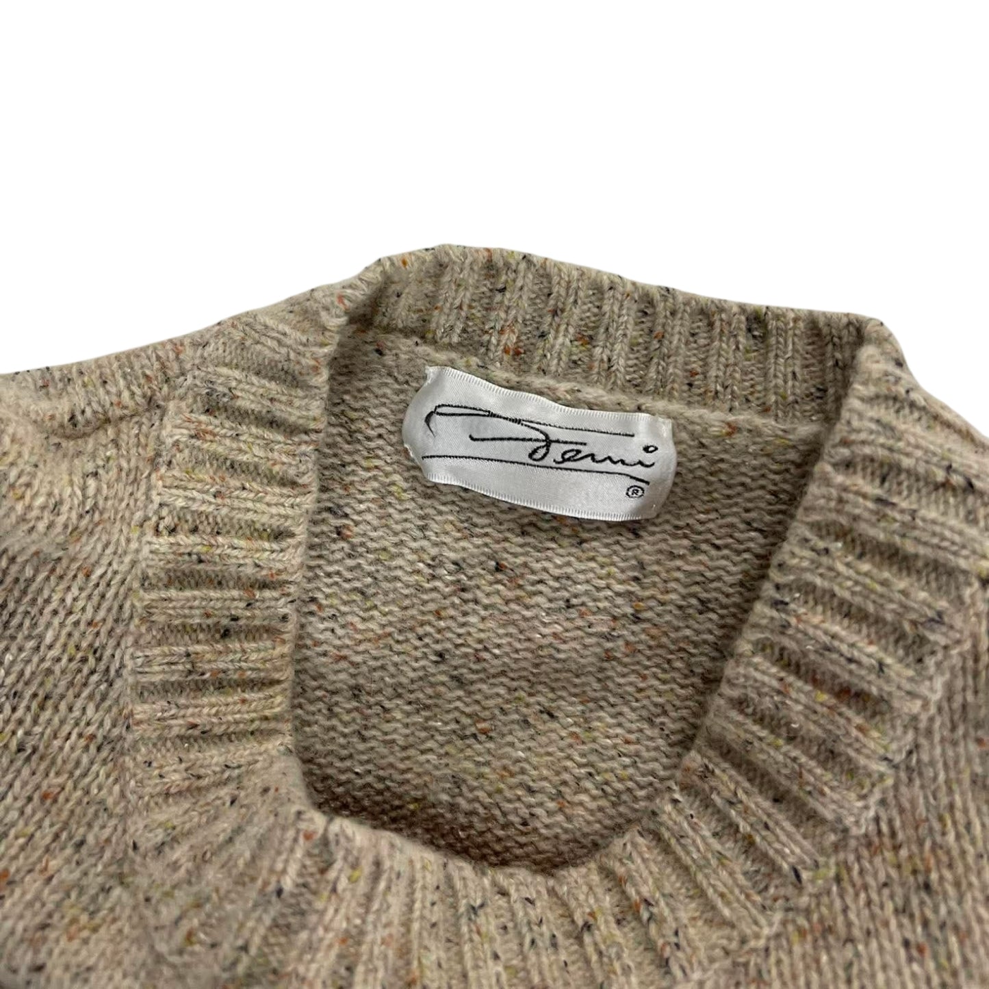 90S BROWN & TAN PLAID KNIT SWEATER (M)