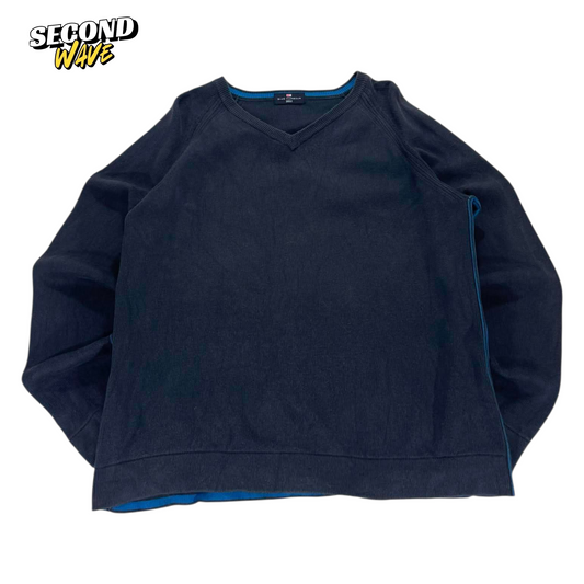 VINTAGE BLUESTONE X MARK SPENCER NAVY BLUE V-NECK SWEATER (L)