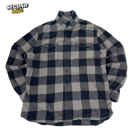 VINTAGE LEVIS BLACK & GREY FLANNEL SHIRT (L-XL)