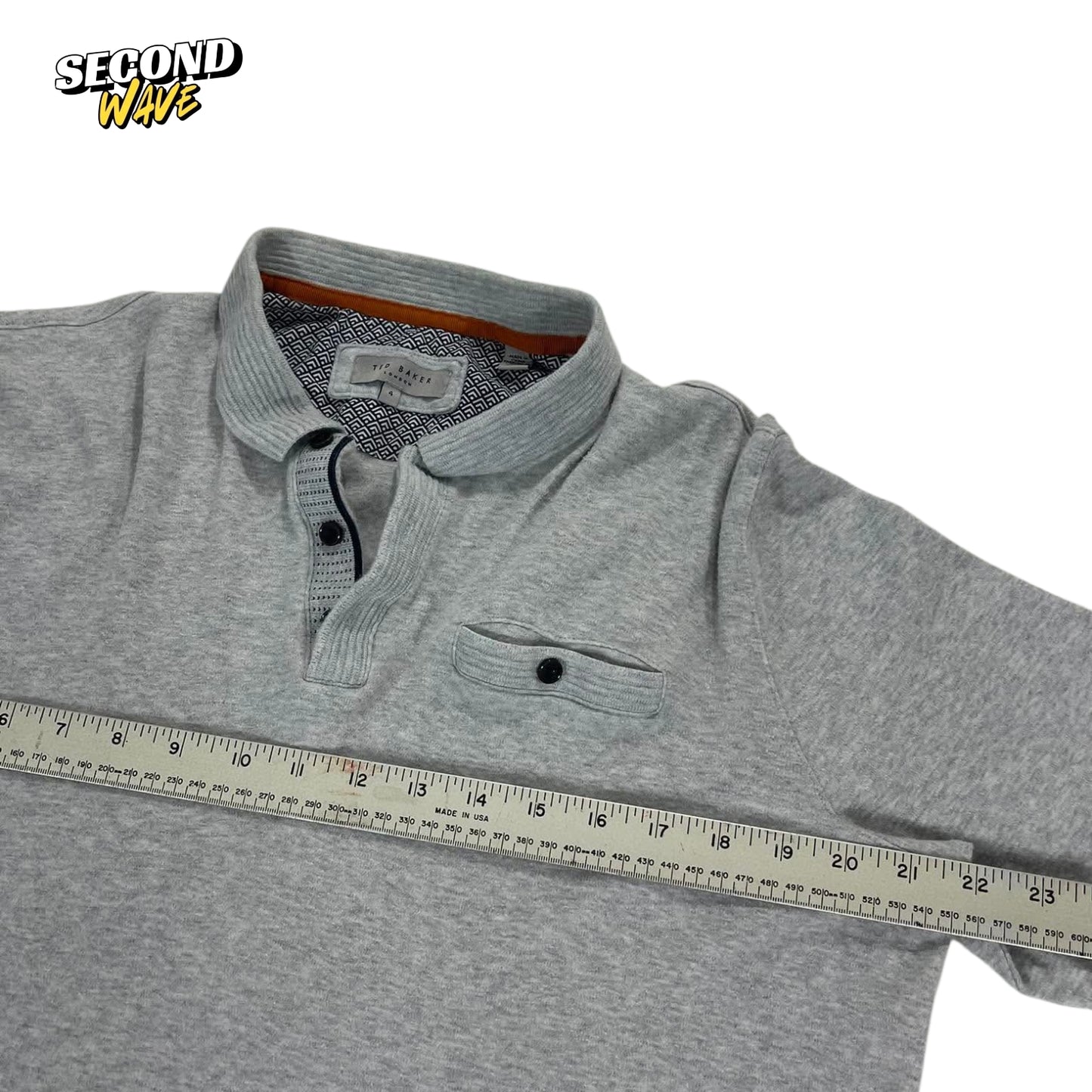 TED BAKER GREY POLO LONG SLEEVE (L)