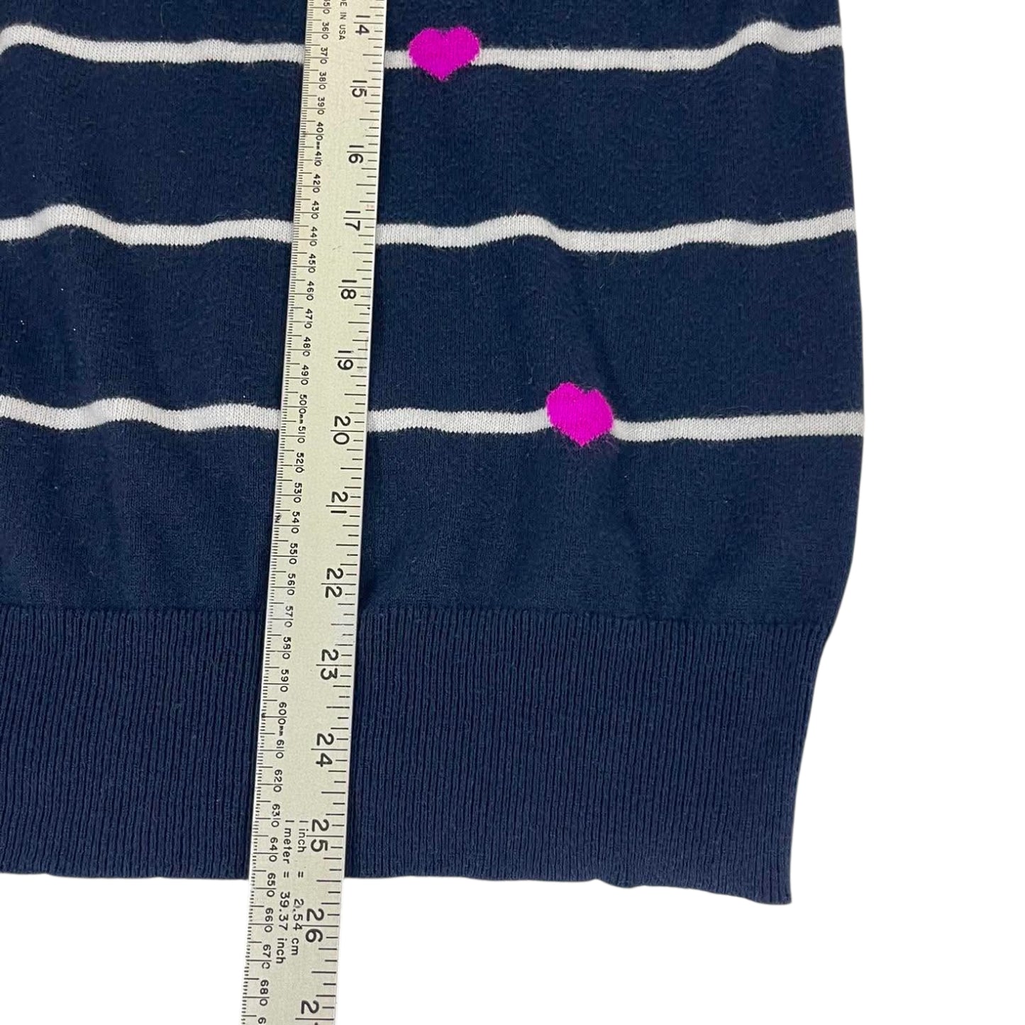 NAVY BLUE STRIPED HEART SWEATER (M)