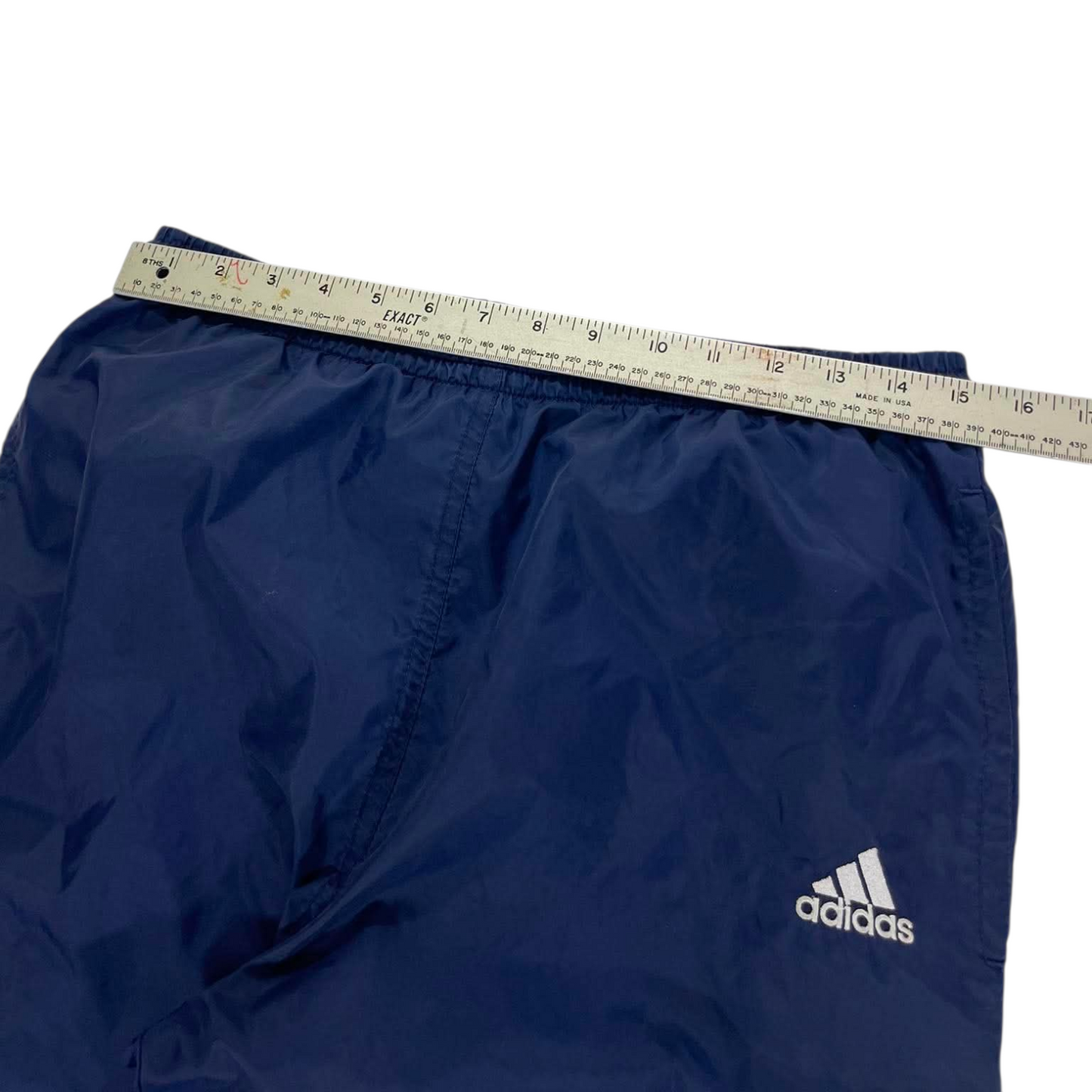 VINTAGE ADIDAS NAVY BLUE TRACK PANTS (M)