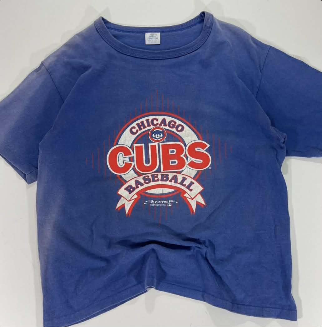 VINTAGE SINGLE STITCHED CHICAGO CUBS BLUE STARTER TEE (L-XL)