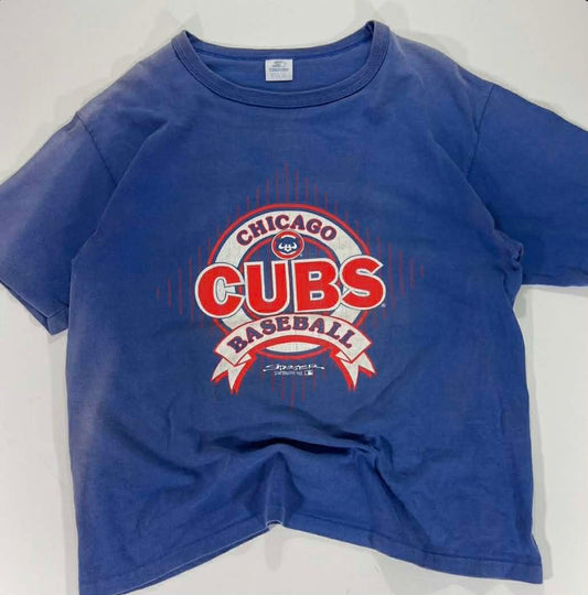 VINTAGE SINGLE STITCHED CHICAGO CUBS BLUE STARTER TEE (L-XL)
