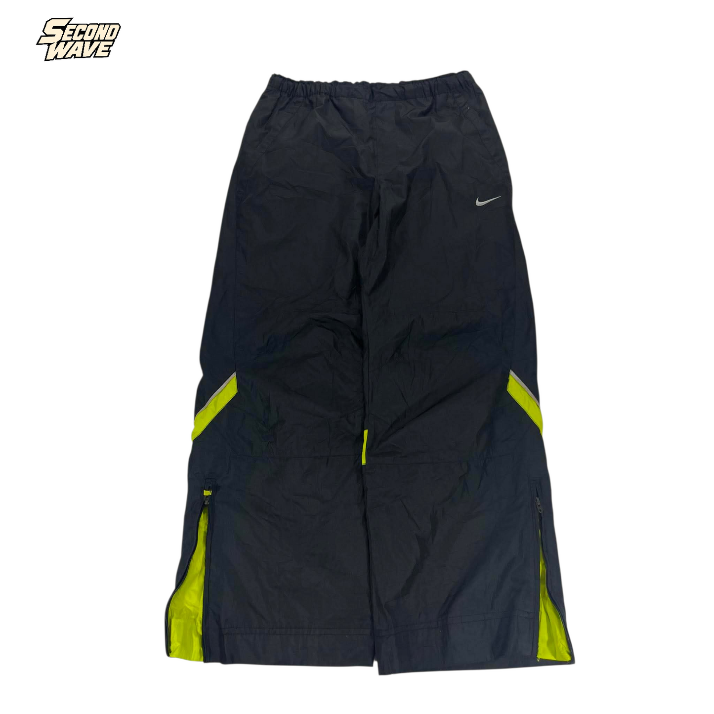 VINTAGE NIKE BLACK NEON TRACK PANTS (M)¹
