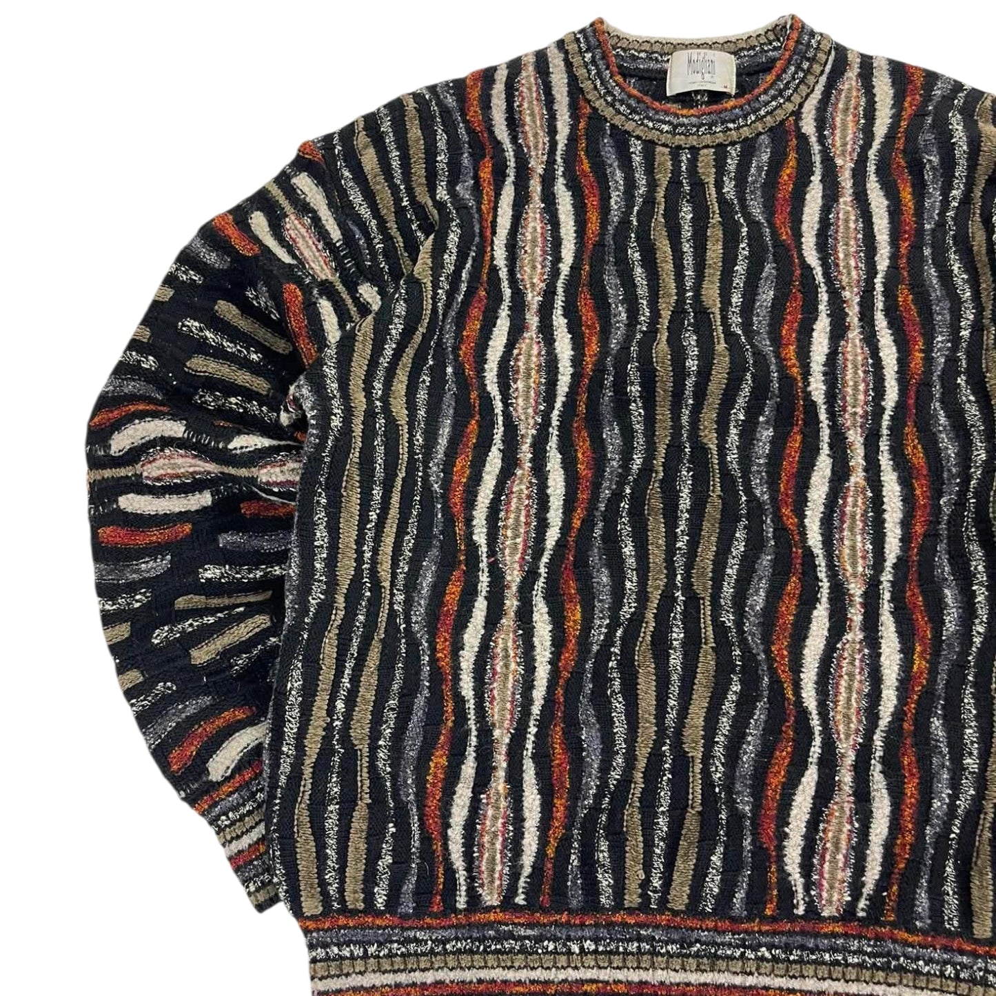 VINTAGE 90S MODIGLIANI MULTICOLOURED STRIPED SWEATER (M)