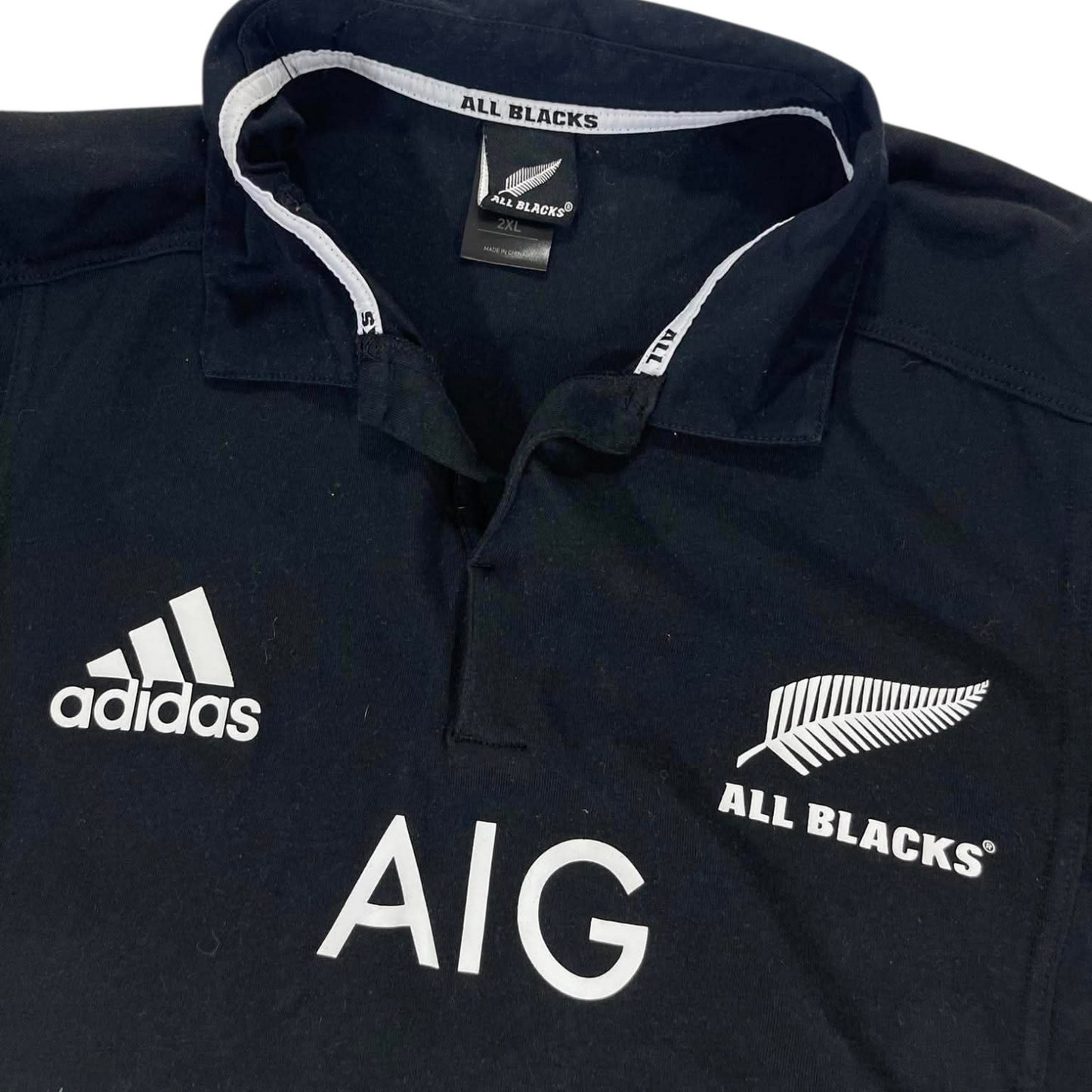 ADIDAS ALL BLACKS BLACK RUGBY POLO SHIRT (XL)
