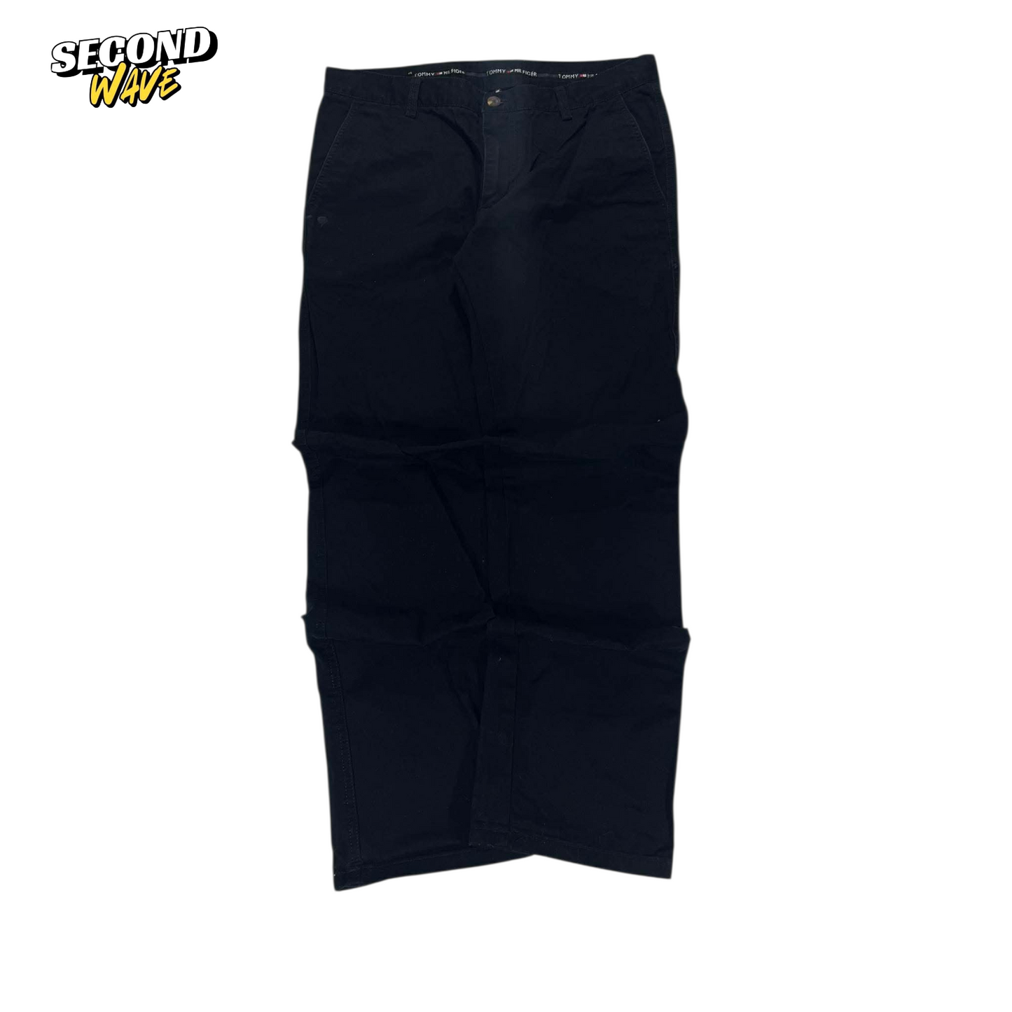 TOMMY HILFIGER BLACK CHINO TROUSERS (34)