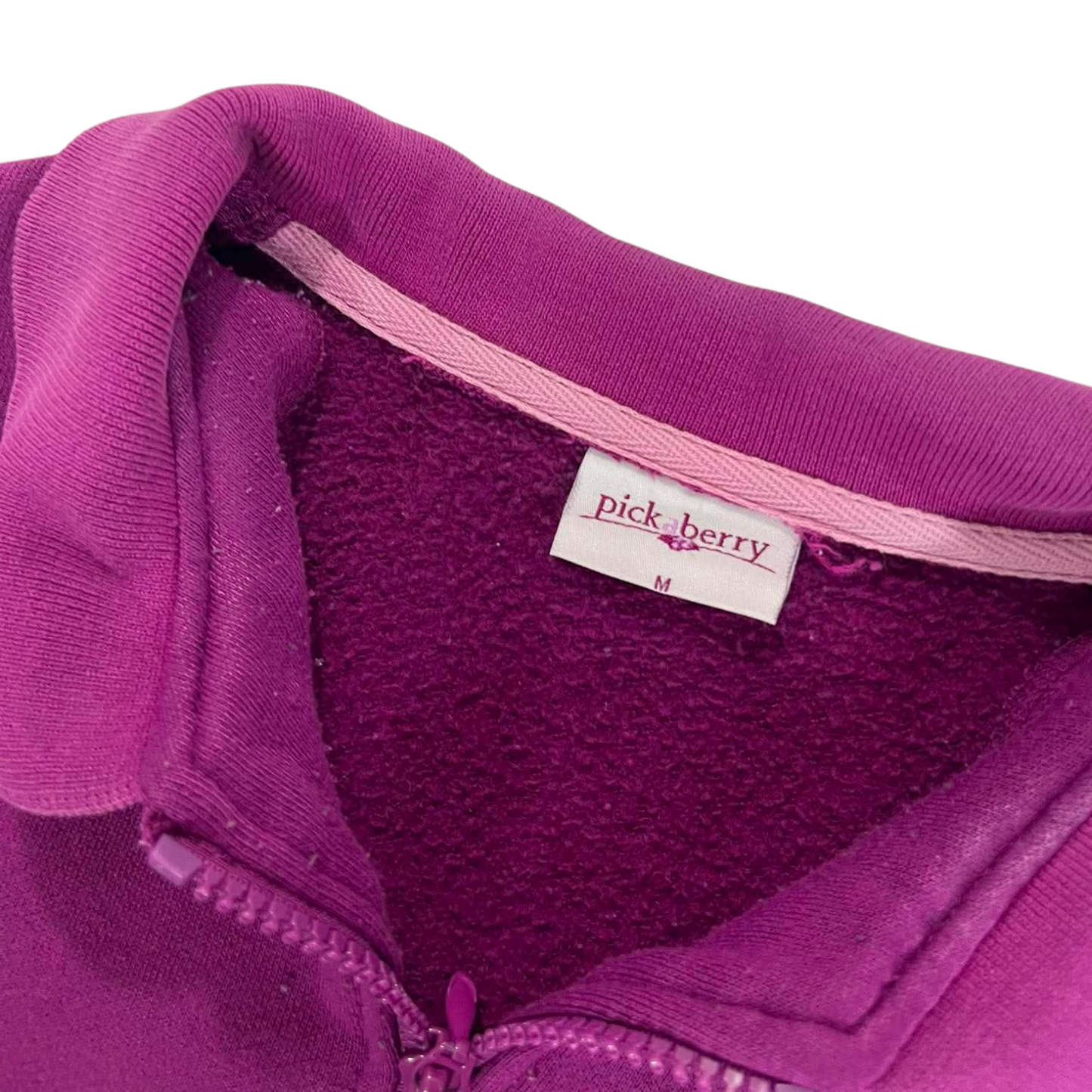 EMBROIDERED PICK BERRY PURPLE QUARTER ZIP (M)
