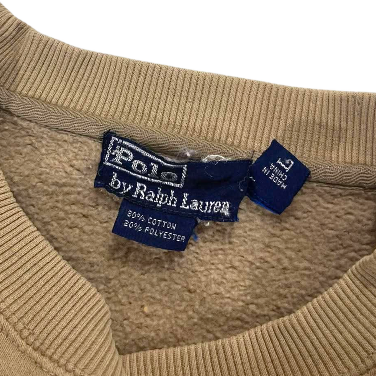 POLO RALPH LAUREN TAN CREWNECK (BEST FIT M)