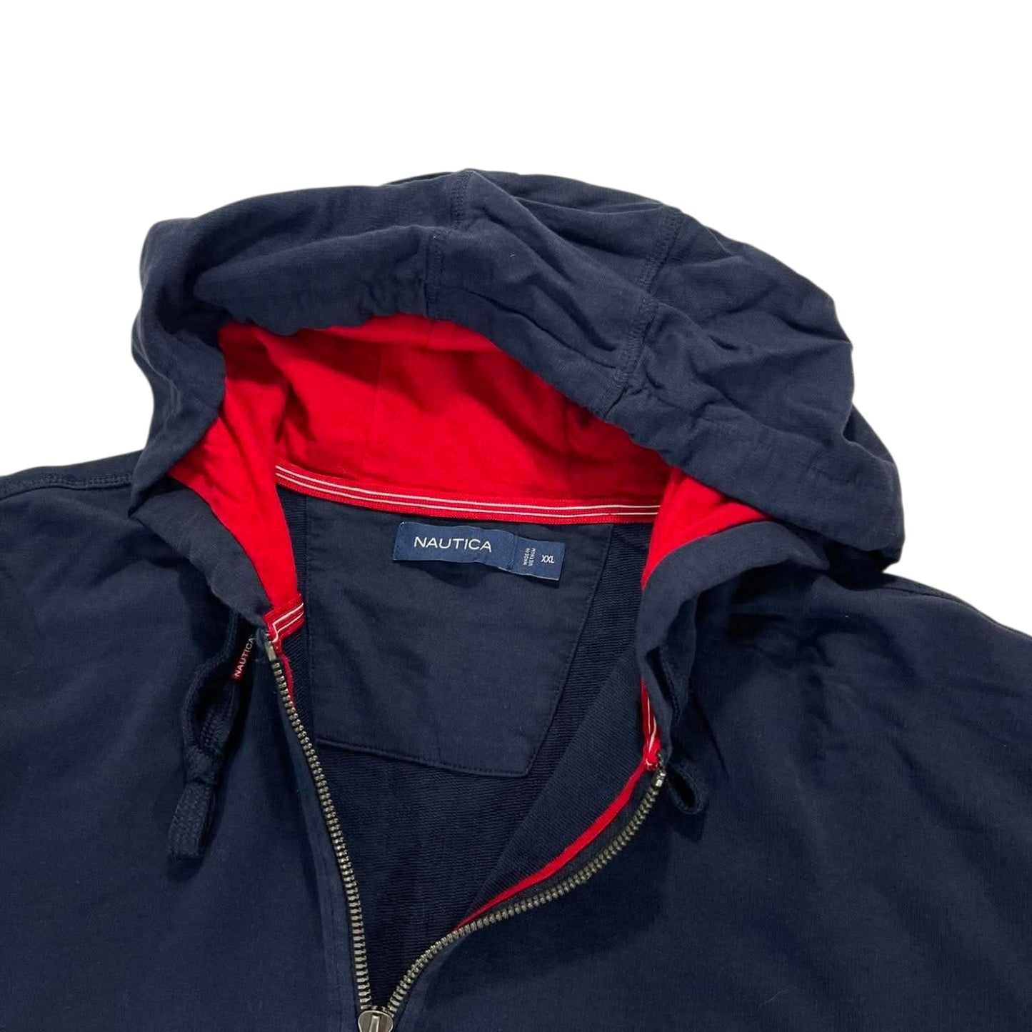 VINTAGE NAUTICA NAVY BLUE ZIP UP HOODIE (XXL)