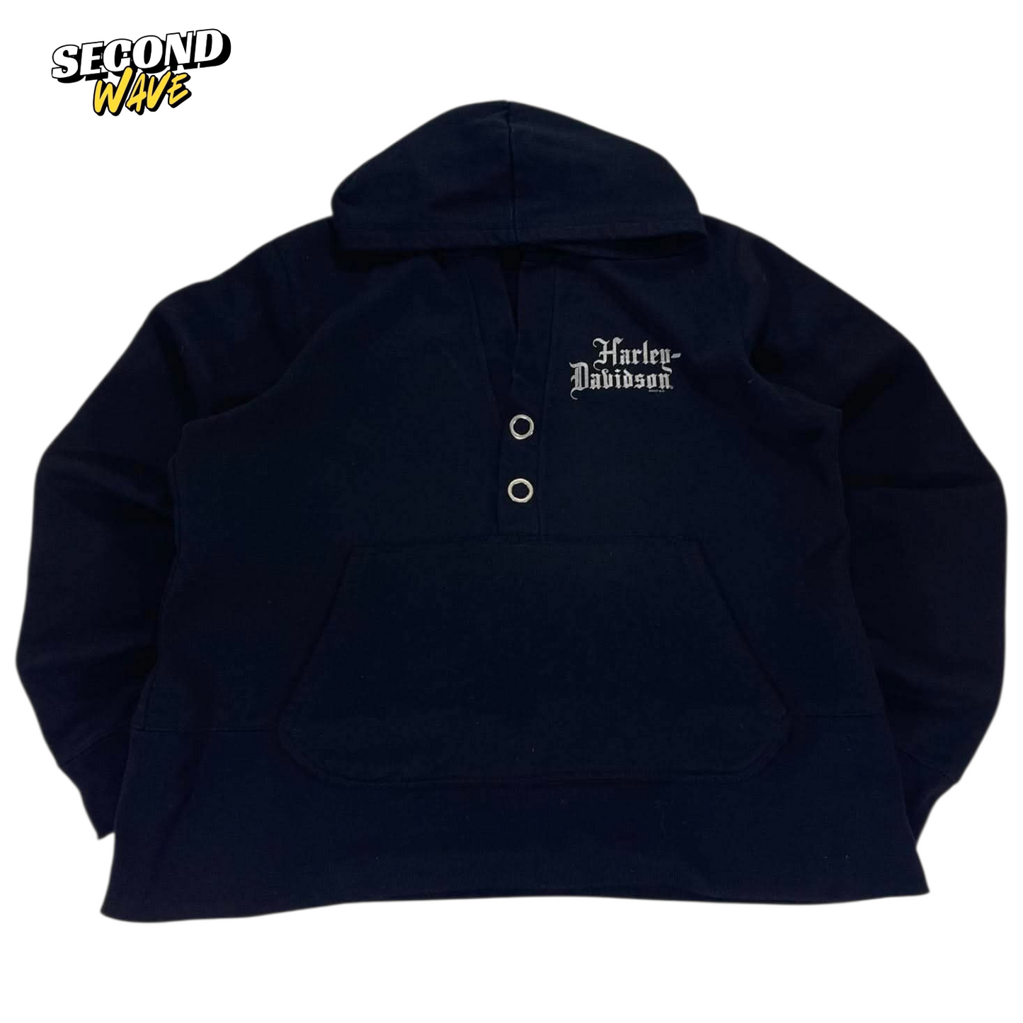 VINTAGE HARLEY DAVIDSON BLACK COTTON HOODIE (L-XL)