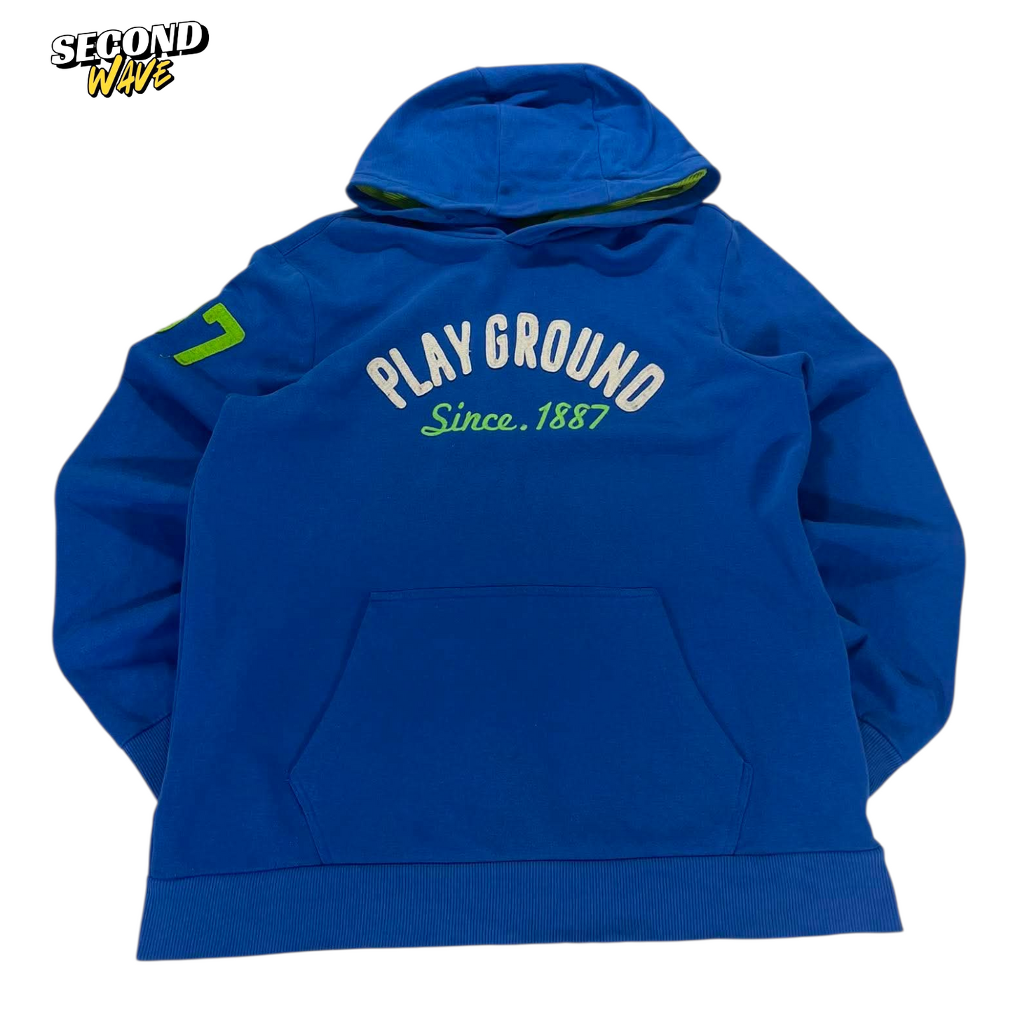 VINTAGE PLAYGROUND BLUE & GREEN HOODIE (L)