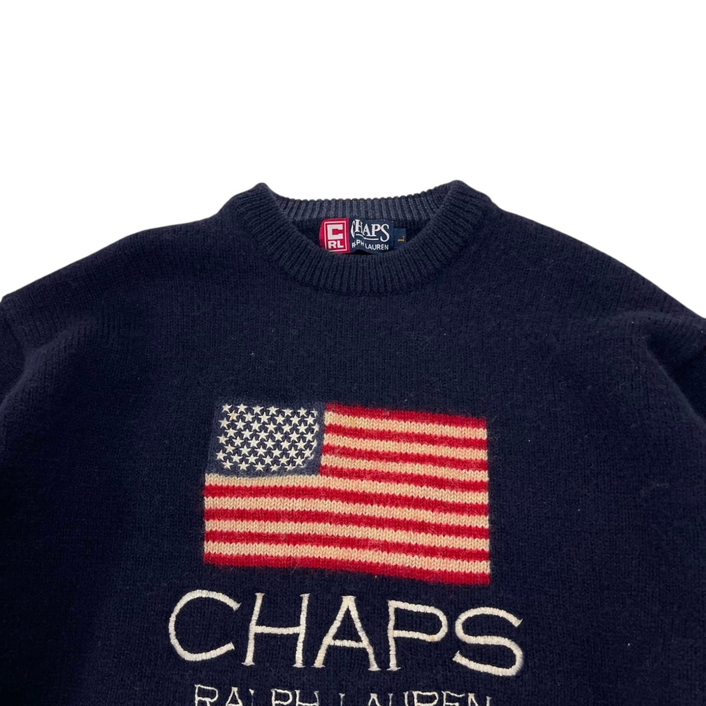 90S CHAPS RALPH LAUREN FLAG SWEATER (M)