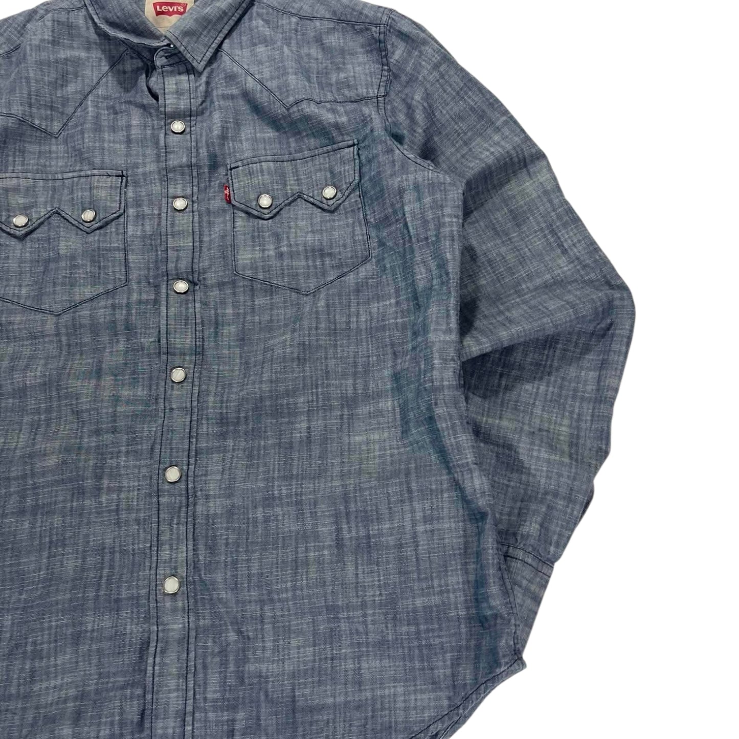 LEVI'S BLUE DENIM BUTTON UP SHIRT (M-L)