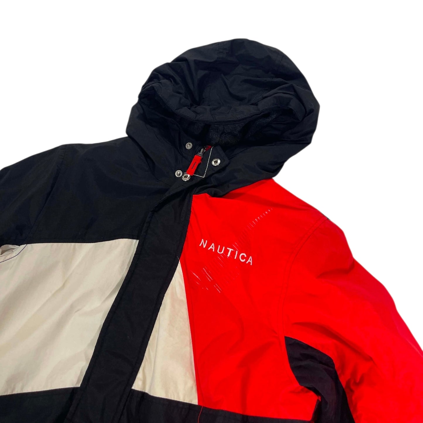 VINTAGE PUFFER NAUTICA BLACK AND RED JACKET (S)