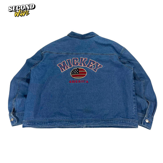 VINTAGE DISNEY MICKEY MOUSE BLUE DENIM JACKET (3XL)