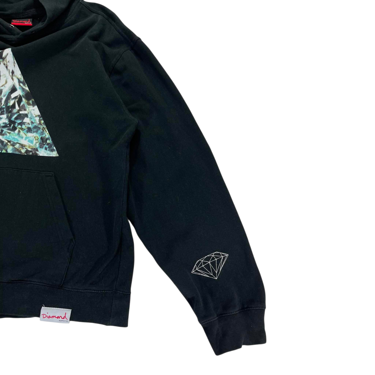 DIAMOND SUPPLY CO. BLACK HOODIE WITH BLUE AND GREEN DIAMOND DESIGN (M)