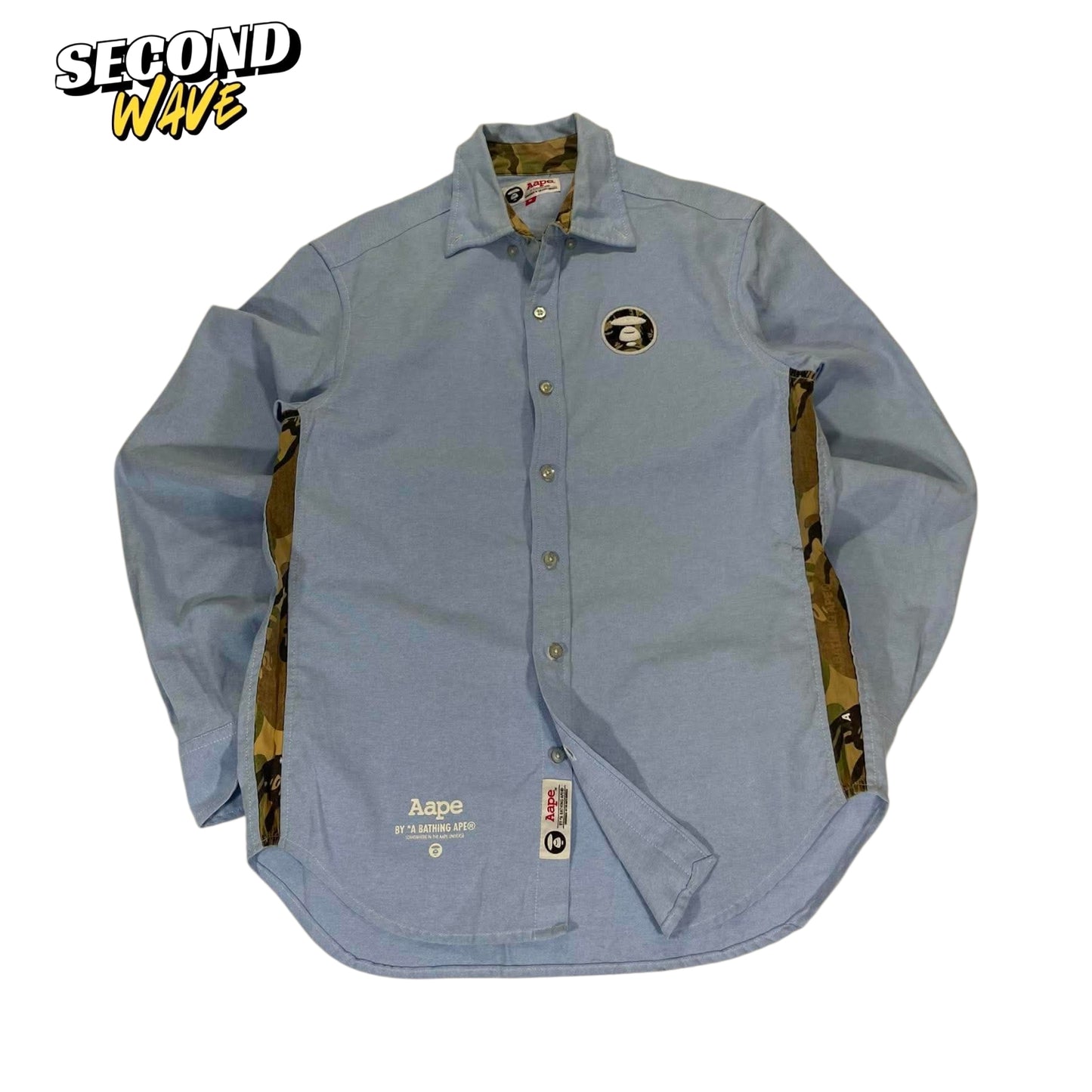 AAPE A BATHING APE BLUE BUTTON UP (M)