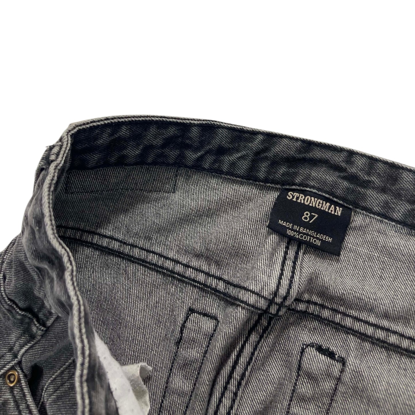 VINTAGE TRASHED STRONGMAN BLACK JEANS (34")