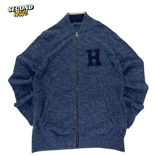 TOMMY HILFIGER NAVY BLUE ZIP UP SWEATER (XL)