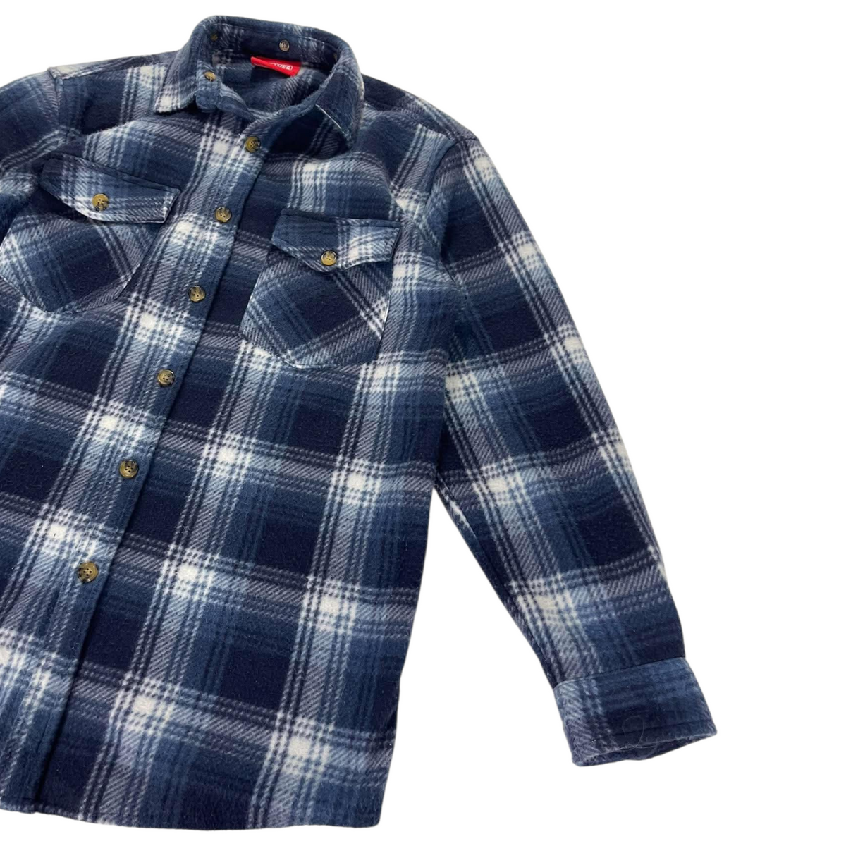 LOWES AUSTRALIA BLUE & WHITE PLAID FLANNEL (S, FITS LIKE M - L)