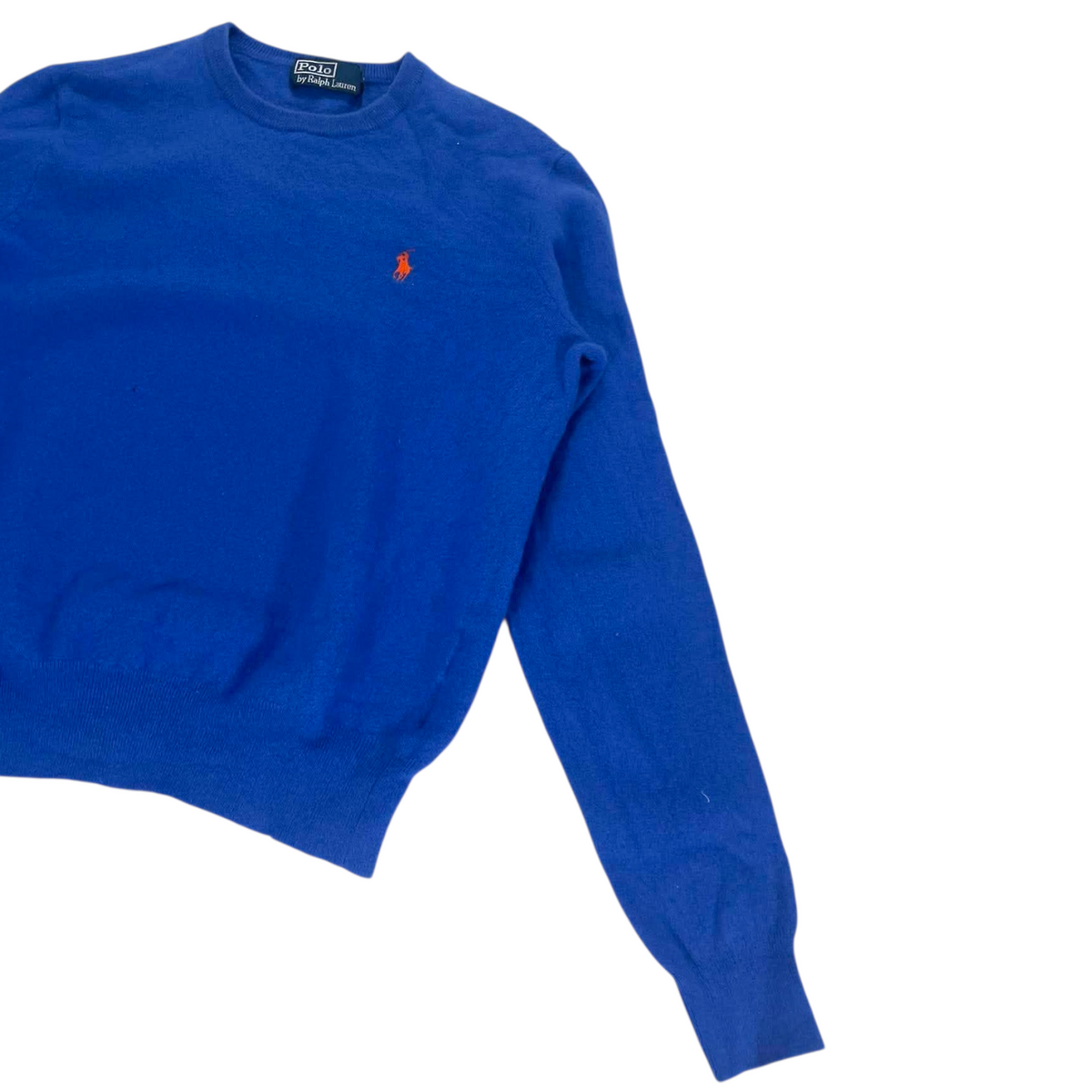 100% WOOL POLO RALPH LAUREN BLUE CREWNECK (BEST FIT SMALL)