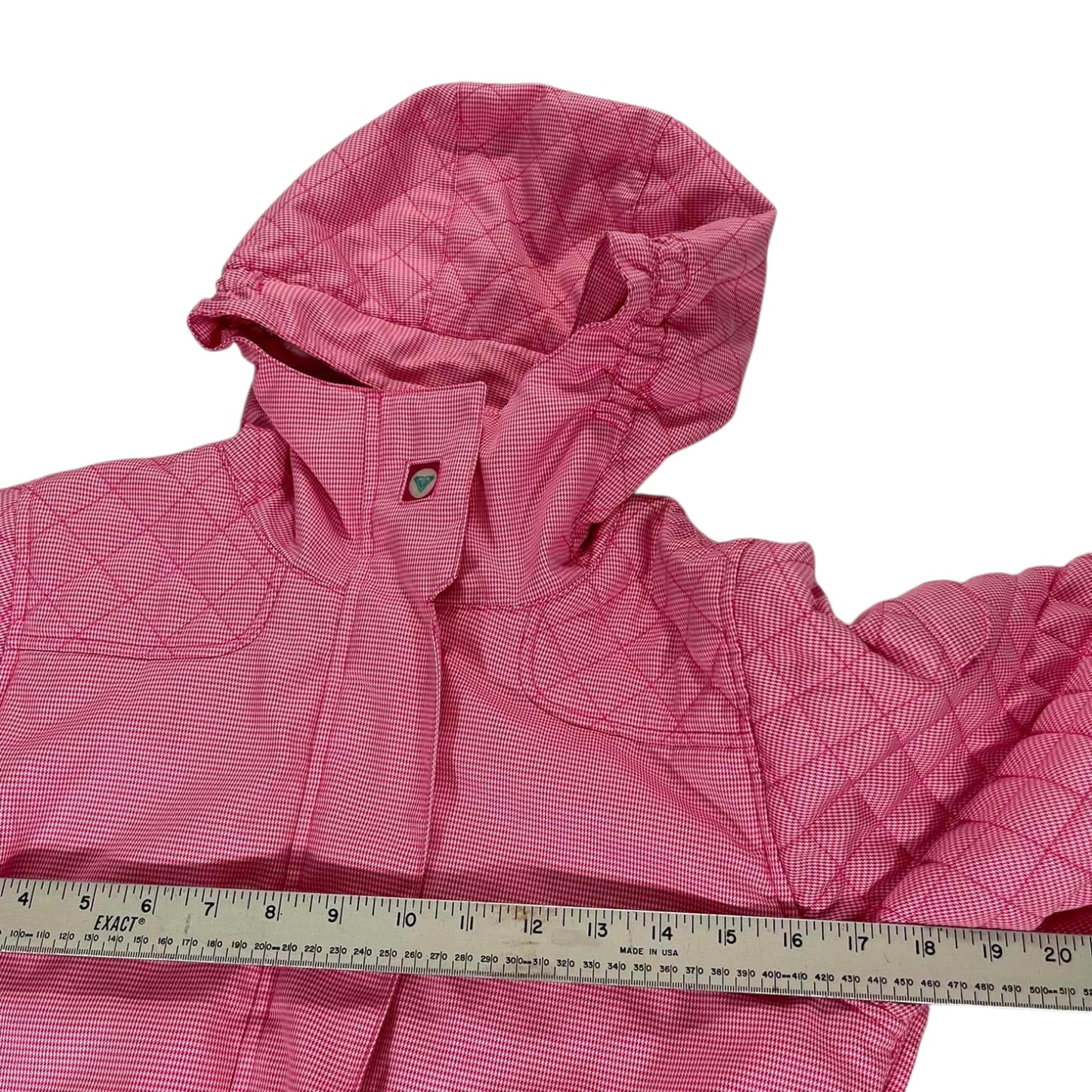Y2K PINK ROXY JACKET WITH HOOD AND ZIPPER POCKETS (M)