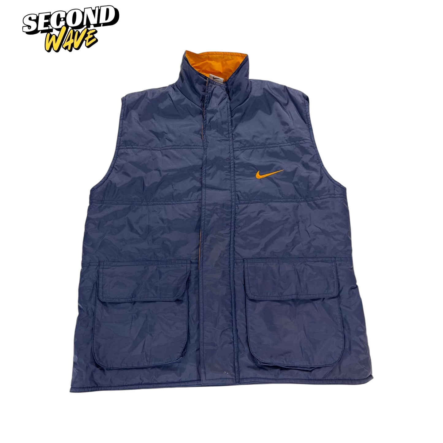 VINTAGE NIKE NAVY BLUE ORANGE VEST (S)