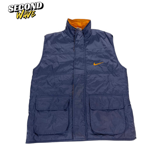 VINTAGE NIKE NAVY BLUE ORANGE VEST (S)