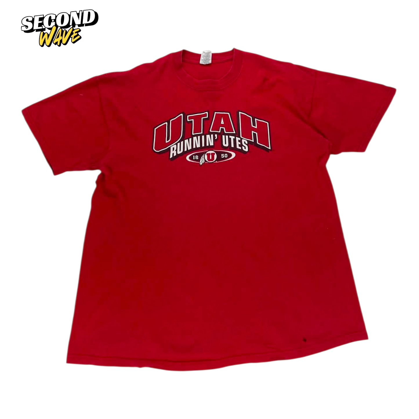 VINTAGE RED UTAH UTES COLLEGE TEE (L-XL)