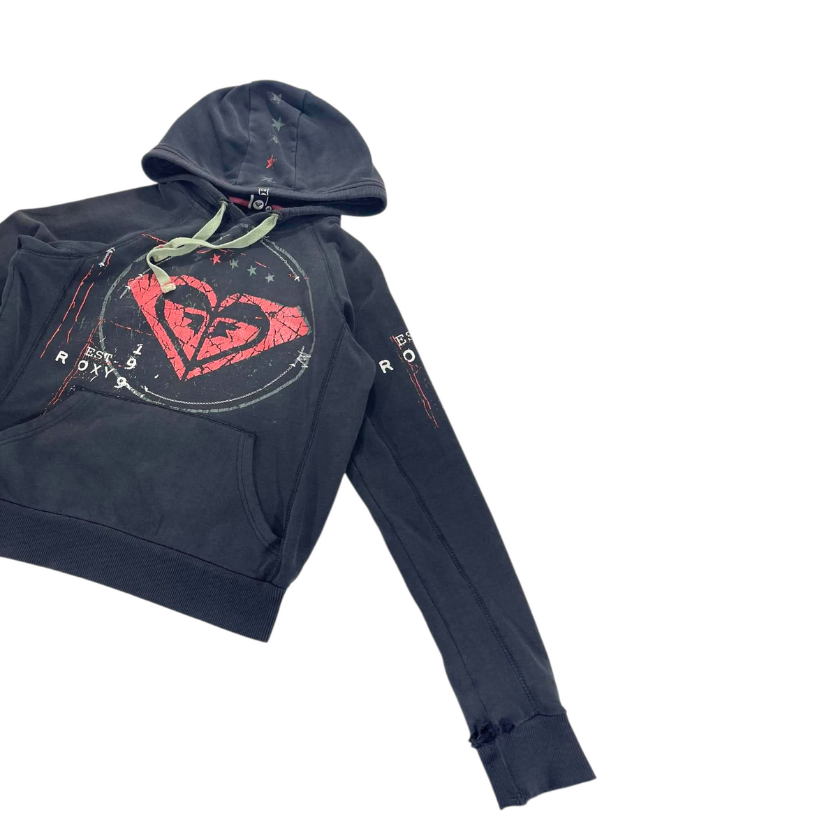 Y2K TRASHED VIBES ROXY BLACK HOODIE (XS - SMALL)