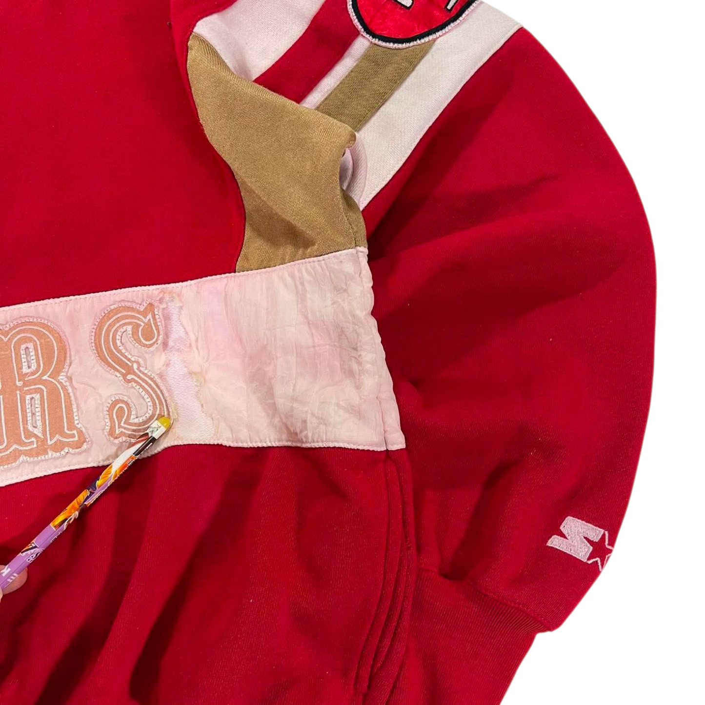 VINTAGE TRASHED VIBES STARTER SAN FRANCISCO 49ERS RED CREWNECK SWEATSHIRT (M)