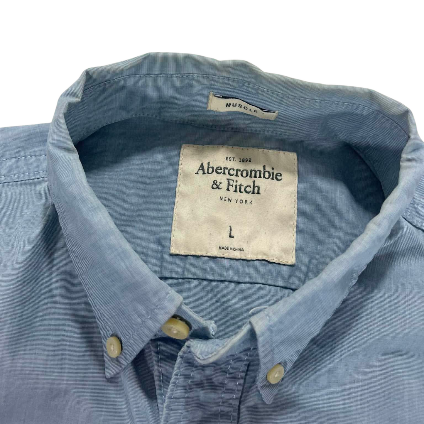 ABERCROMBIE & FITCH BLUE BUTTON-UP (BEST FIT S - MEDIUM)