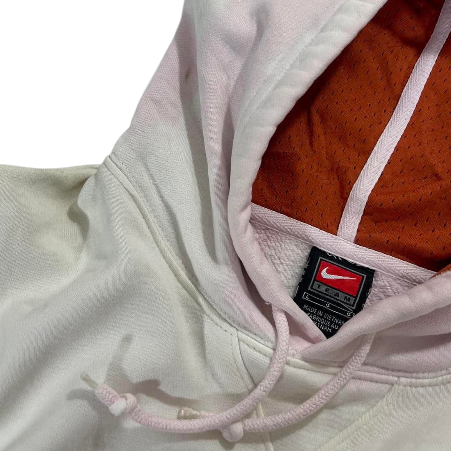 TRASHED VIBES VINTAGE NIKE UNIVERSITY OF TEXAS WHITE HOODIE (L-XL)
