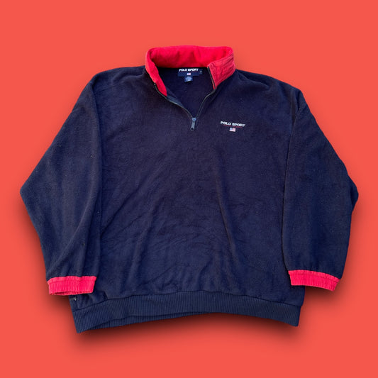 VINTAGE RALPH LAUREN QUARTERZIP FLEECE  PACKABLE HOOD ( L/XL)