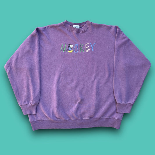 VINTAGE MICKEY EMBROIDERED CREWNECK ( M/L)